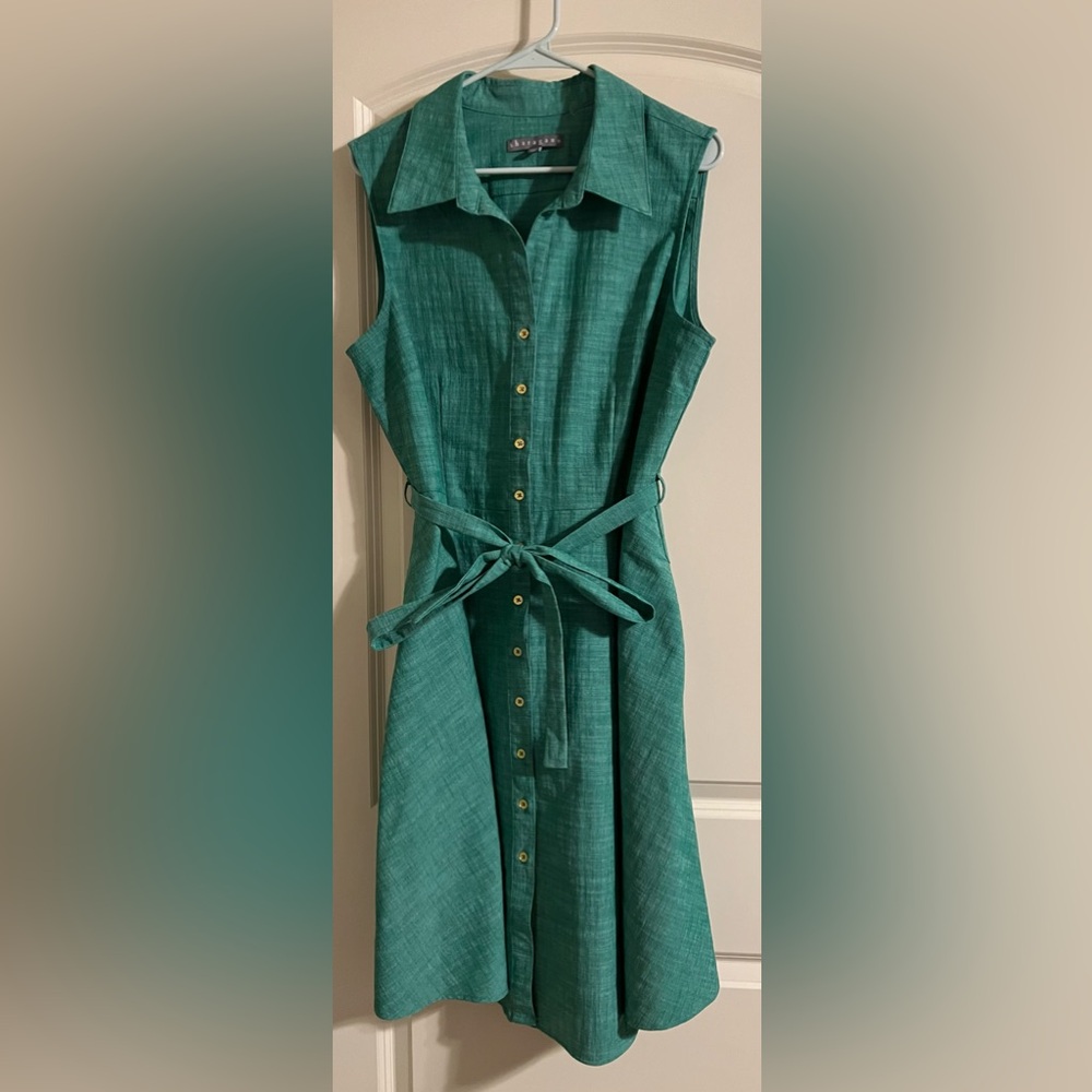 Shirt dress, Belted by Sharagano, Green Size 16
